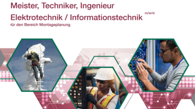 Meister, Techniker, Ingenieur Elektrotechnik / Informationstechnik (m/w/d) für den Bereich Montageplanung
